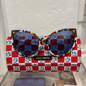 Dolce & Gabbana Floral Sunglasses with Red and Blue Case